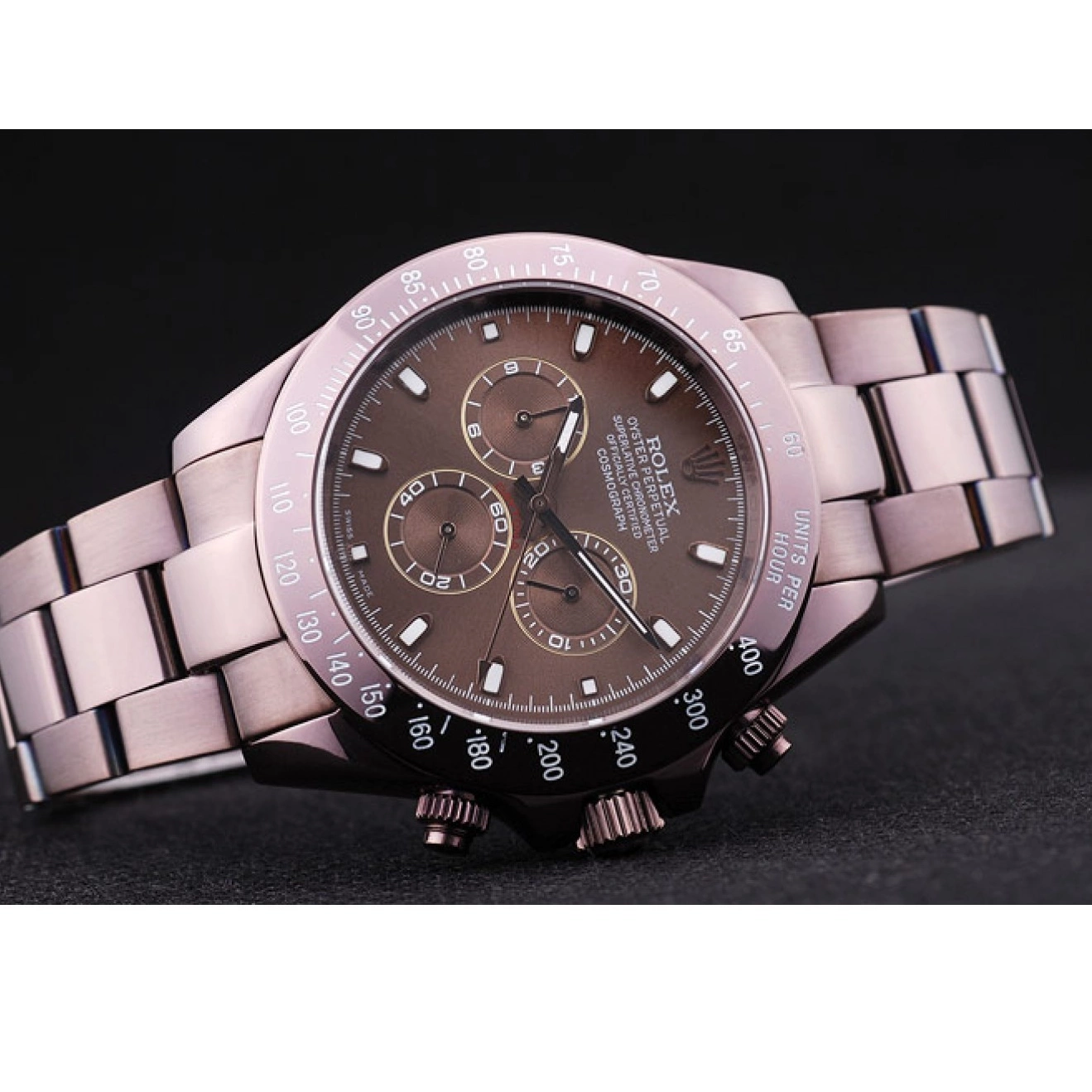 Aaa replica watch Steel Bezel Brown Copper Rolex Daytona Dial 7477 Stainless 0815